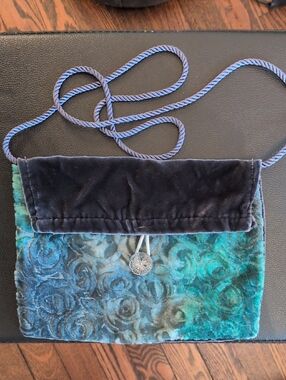 2/$10, 3/$13 Floral Velvet Teal & Purple Bag